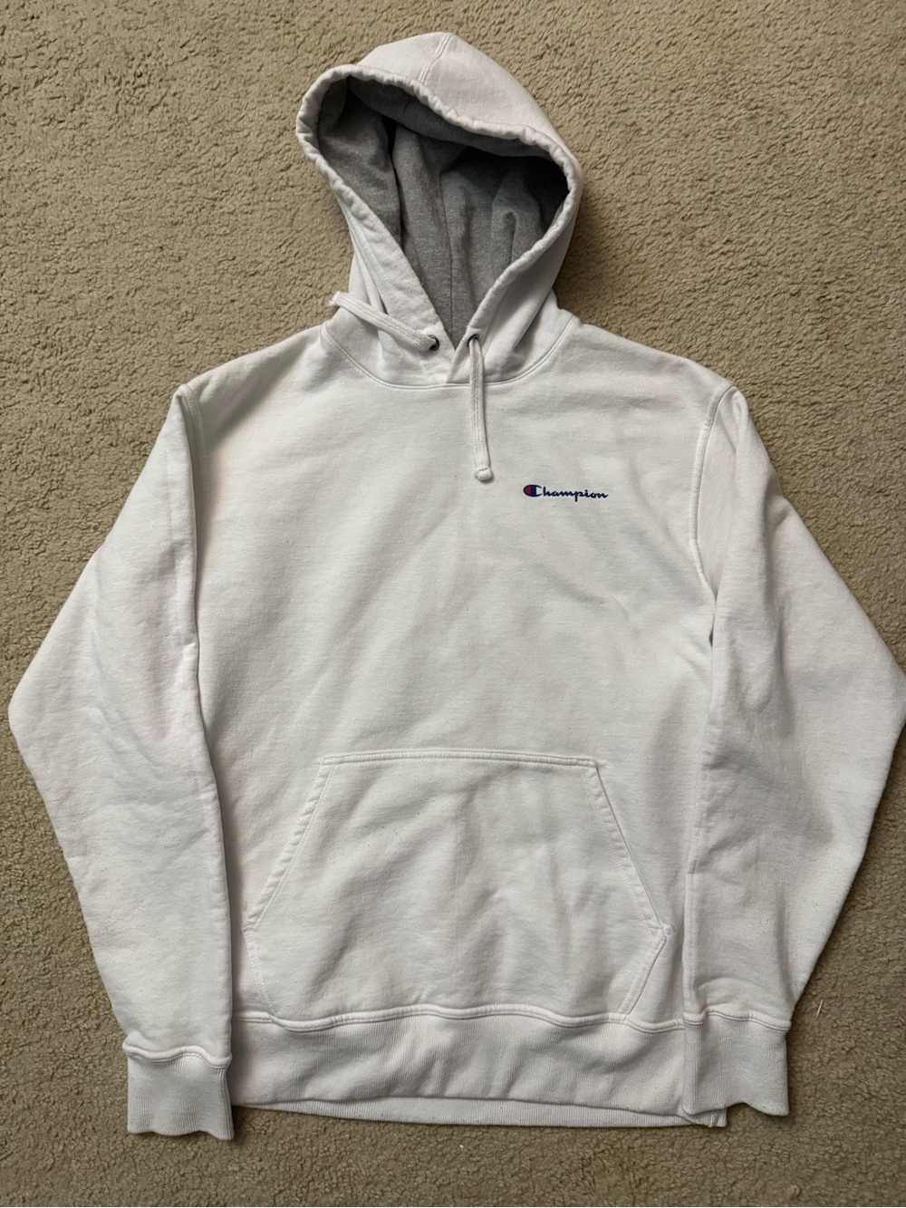 Champion Men’s White Hoodie with Small Logo (WORN ONCE!)
